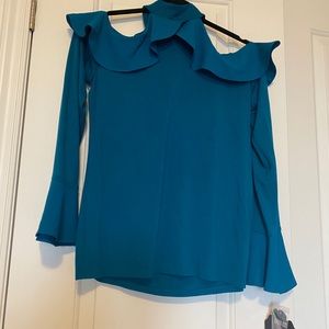 Anna Sui Cold shoulder ruffled top NWT teal colour